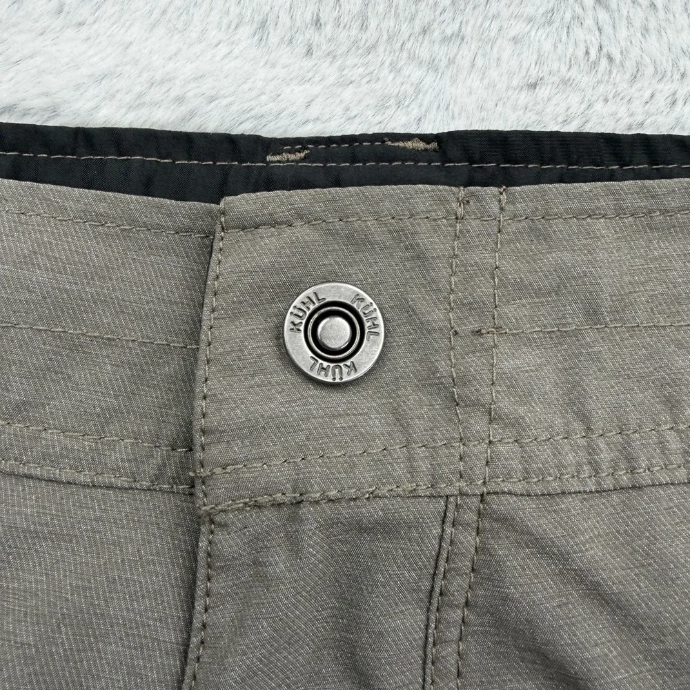 Kuhl Shorts Mens 36 Brown Chino Microfiber Drawstring Pockets 10 Inseam Hiking